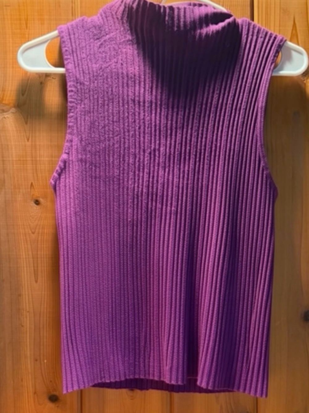 SHEIN Sleeveless Ribbed Mock Neck Tank - Purple